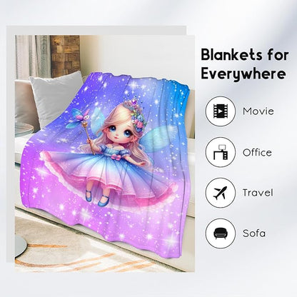 Blanket for Girls Fairy Gifts for Kids Toddler - Warm Plush Flannel Cute Throws for Couch Bedding (30"x40")