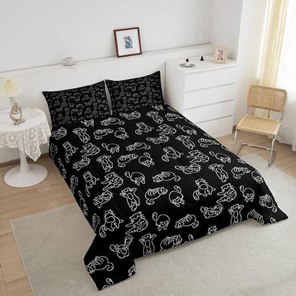 Feelyou Cartoon Comforter Cute Pet Cats Kids Comforter Set Animal Pattern Printed Bedding Set Set for Boys Room Decor Kitten Print Bed Cover Twin Size with 2 Pillow Case