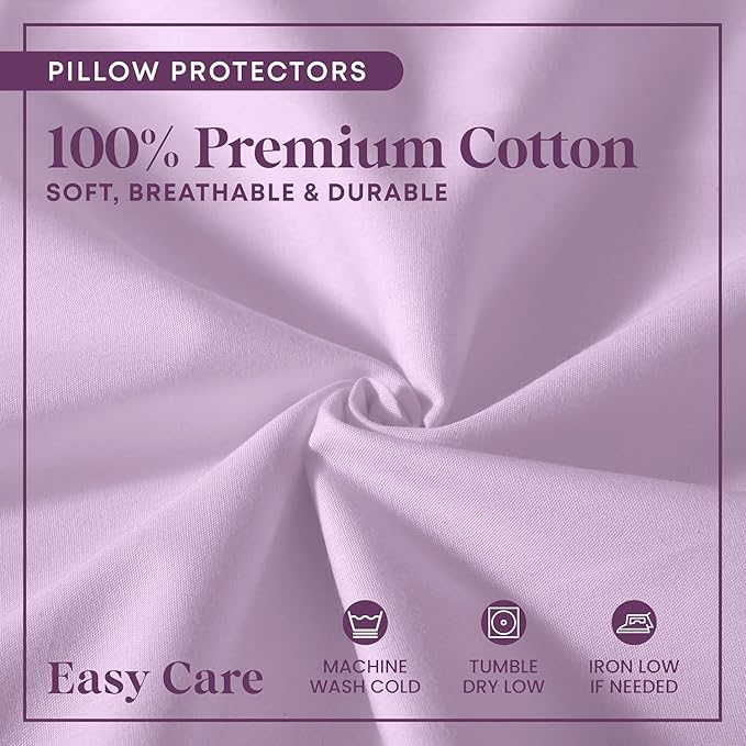 CirclesHome Wedge Pillow Cover 100% Cotton, Zippered Wedge Pillow Case Protector, Soft, Hypoallergenic & Breathable , Lavender, (25Wx26Lx7.5)