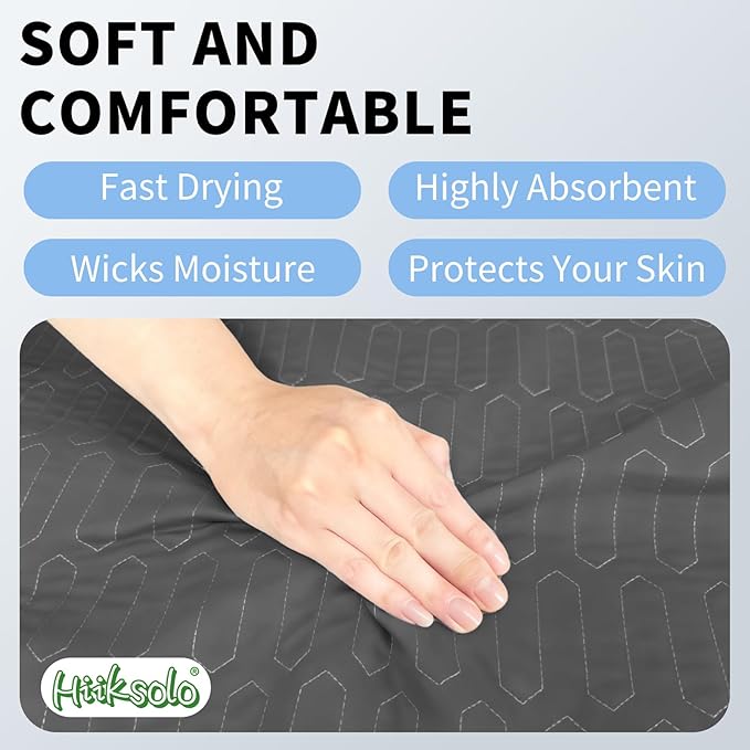 Washable Incontinence Underpads 34" x 36" (4 Pack), Heavy Absorbency Leakproof Bed Pads, Reusable Mattress Protector Pee Pads for Adults, Children, Pets (Dark Gray)