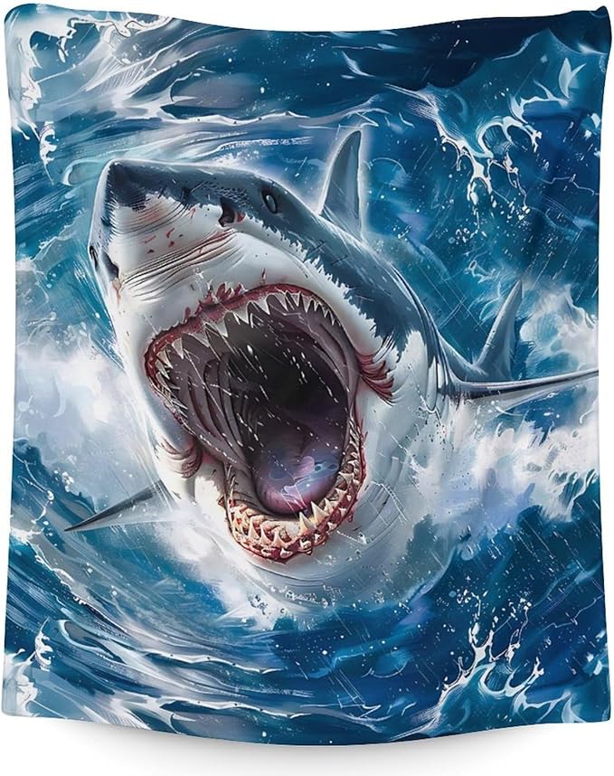 Shark Blanket for Kids 5-7 - 40 x 50 Inches Soft Flannel Throw for Animal Lover - Soft Warm Throw Blankets Stuff for Couch, Sofa