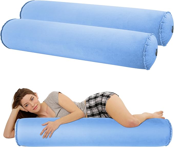 EULANT 2 Pack Inflatable Body Pillow for Adults,Inflatable Travel Body Pillow for Sleep,47inch Long Hug Pillow Bolster Pillow for Sleeping, Back