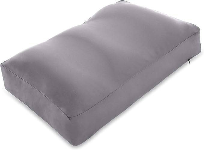 PILLOWY Premium Microbead Bed Pillow, Medium Extra Fluffy But Supportive - Ultra Comfortable Sleep with Silk Like Anti Aging Cover 85% Spandex/ 15% Nylon Breathable, Cooling Dark Grey