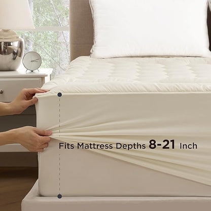 Bedsure Beige Twin XL Mattress Pad - Soft Mattress Topper for College Dorm Room Essentials, Extra Long Twin Bed Cover Protector with 8-21 Inches Deep Pocket, Washable, Beige, 39x80 Inches
