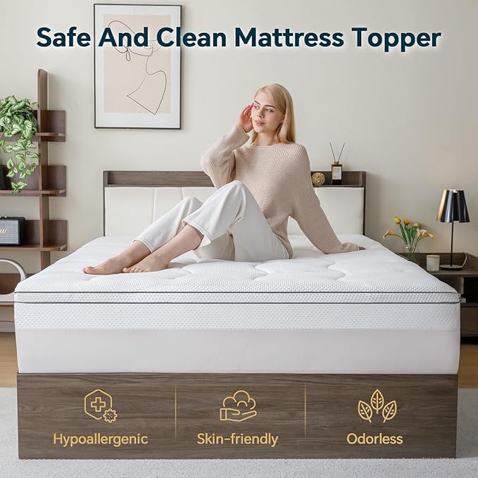 Firm Memory Foam Mattress Topper Twin Size - Dual Layer 3 Inch Cooling Gel Memory Pad and 1 Inch Pillow Top Mattress Cover for Back Pain - 39" x 75" x 4"