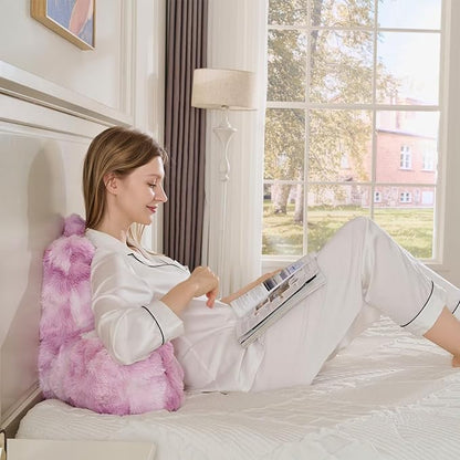 Reading Pillows for Boyfriend Adult,Velvet Back Pillow Bed Wedge Large, Back Rest Support Cushion for Sitting Up in Bed/Couch for Bedrest 18inch-Tie-dye Lavender