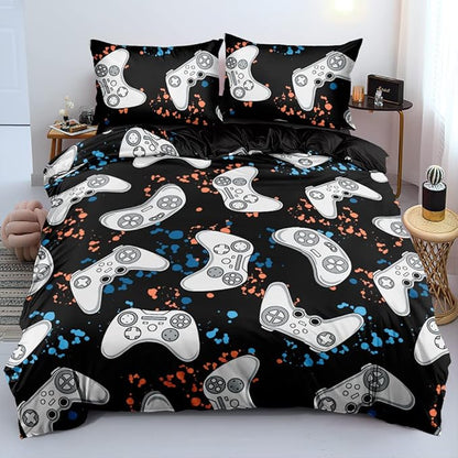 Gamer Bedding Sets for Boys, Gaming Duvet Cover Set King Size,Boys Video Games Comforter Cover, Bed Set for Teen Boys Bedroom,Boy Gamer Room Decor, Gamepad2306