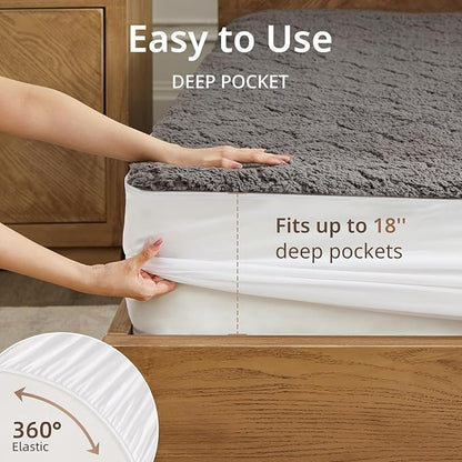 Heated Mattress Pad King, Electric Mattress Pad with 9 Heat Settings, Memory Function, Fast Heating, 1-12 Hours Auto Off, Deep Pocket, Machine Washable, 78"x 80", Black