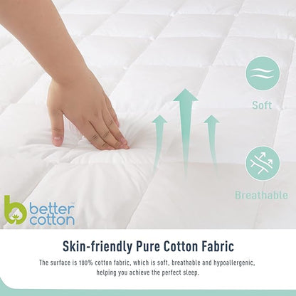 Full Mattress Pad Cotton Mattress Pad Cover Quilted Mattress Cover 18-22" Deep Pocket Mattress Protector Full Size Thin Down Alternative Filling Noiseless & Breathable