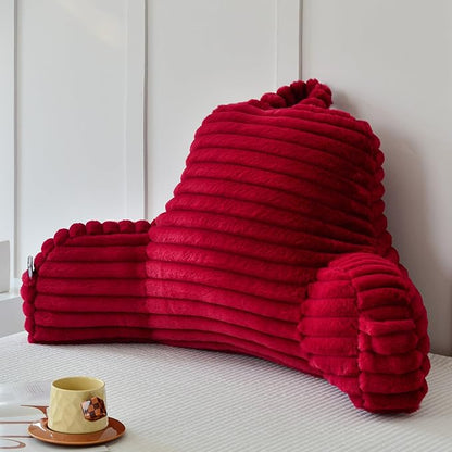 Yaoshuho Large Reading Pillow for Adults, Back Support Pillow for Sitting Up in Bed with Arms, Couch for Lounging Bedrest, Burgundy