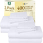 California Design Den 2-Pack Full Size Sheet Sets - 400 Thread Count 100% Cotton Sateen - Soft and Breathable Sheets, 2 Sets of Deep Pocket Bed Sheets - Bright White