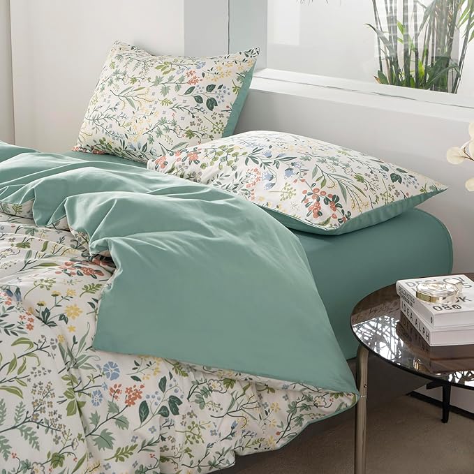 Jane yre Twin Duvet Cover Floral Brushed Microfiber 3 Pieces Floral Bedding Set Garden Style Red Floral Pattern Flower Twin Duvet Cover with Zipper Closure Luxury Soft Breathable Comfy