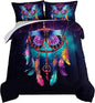 HOSIMA Dream Catcher Comforter Set 3Pcs,Indian Hippie Feather Twin Comforter Boho Chic Bedding Set for Teens Adults Girls Room Decor Native American Gypsy Butterfly Comforter.
