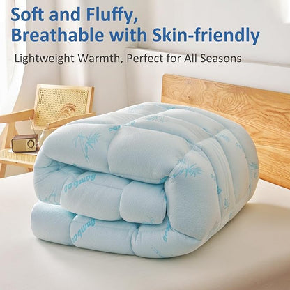 Favorland Mattress Topper Twin Size - Cooling Extra Thick Breathable Viscose Made from Bamboo Mattress pad - Soft Quilted Fitted Mattress Cover with 900 GSM Down Alternative Fill (8-21”Deep Pocket)