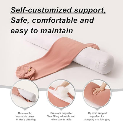 Body Pillow for Adults – Long Bolster Pillow for Bed, Round Cuddle Pillow, Full Support for Side Sleepers,39 x 7.87 Inches,Blush Pink