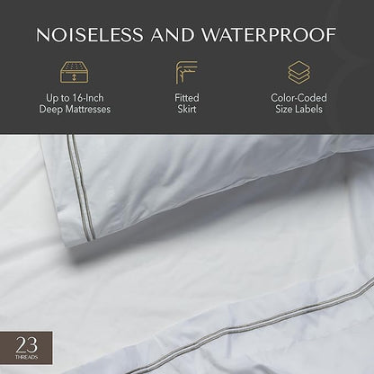 23 Threads K161 Series Soft Waterproof Noiseless Mattress-Protector Cover, Breathable, Fitted, Washable, with Ctrl+Z Technology, Mattress Not Included, 16 Inch Deep, Twin