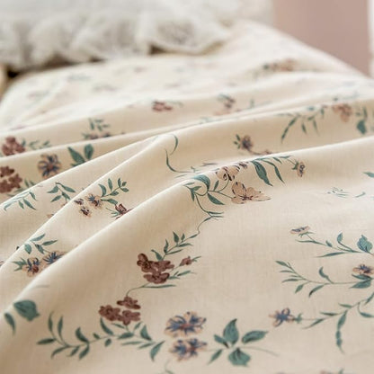 Jane yre Floral Twin Duvet Cover, Brushed Microfiber 3 Pieces Bedding Set, Garden Style Vintage Floral Twin Duvet Cover Flower, with Zipper Closure, Luxury Soft Breathable Comfy