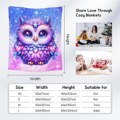 Kids Throw Blanket Owl Gifts for Girls Daughter - Soft Warm Fleece Cute Throws for Sofa Couch (50"x60")