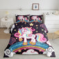 Feelyou Unicorn Bedding Toddler,Star Print Rainbow Kids Comforter Sets for Girls Comforter Set,Cute Animal Bedding Cute Unicorn Duvet Quilt,Fairy Bedroom Decor