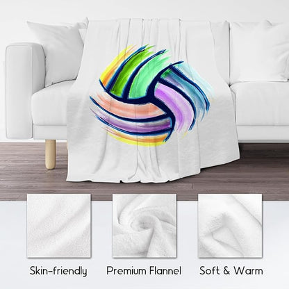 Volleyball Blanket, Volleyball Gifts for Teen Girls, Girls Sport Blankets Gift for College Team Players, White Soft Plush Kids Throw for Couch Sofa, 40"x50"