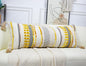 Chenille and Cotton Long Pillow for Bed, Striped Textured Boho Lumbar Throw Pillow Cover 12x36, Neutral Accent Decorative Extra Long Body Pillow Case for Couch, Sofa, Bedroom, Yellow