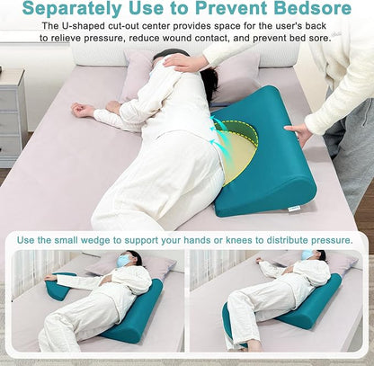 KAAMOS Bedsore Turning Wedge Pillow for Sleeping Anti Bed Sore Turnover Pillows After Surgery Hospital Inclined Sleepers Cushion for Bedridden Prevent Pressure Ulcer Bed Sores (23.6" Long)