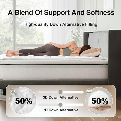 Novilla King Mattress Topper, Soft Pillow Top for Dorm Bed, Breathable Quilted Mattress Pad Cover with Deep Pocket, Down Alternative Fill, Machine Washable Back to School Essentials