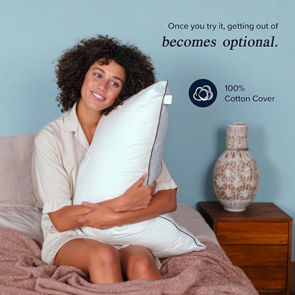 puredown® Made in USA Goose Feather Down Pillow, 100% Cotton Cover, Hotel Pillows King Size Set of 2, Luxury Feather Pillows for Back, Stomach or Side Sleepers