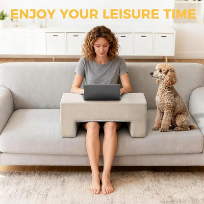 Reading Pillow for Gaming Lap Desk Pillow for Laptop Memory Foam Bed Desk for Reading Working Crocheting Gaming Arm Rest on Bed/Sofa/Floor/Couch/Car (Beige)