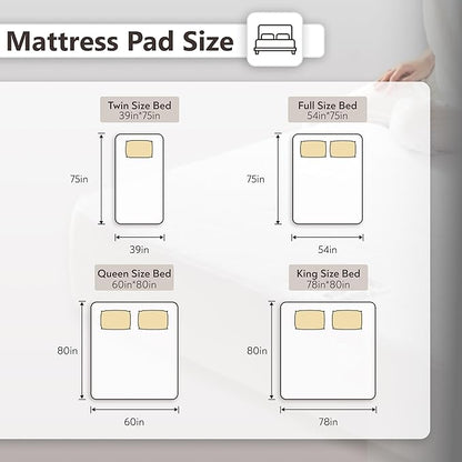 Wapaneus Diamond Qquilted Heated Mattress Pad Full Size 10 Heat Settings with 1-12 Hours Timer Auto Off,Deep Pocket Fits up to 18",Microfiber Bed Warmer,ETL Listed Machine Washable,54"x75"