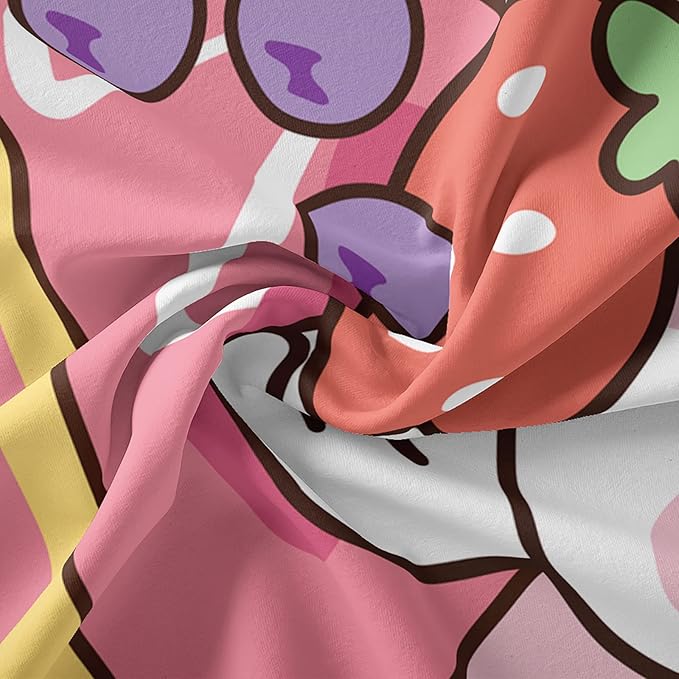 QOOMO Kawaii Bear Comforter King,Pink Bear Comforter Set for Kids Teens Girls,3Pcs Bedding Set Printed Comforter with 2 Pillowcases,Down Alternative,Soft and Lightweight，King Size