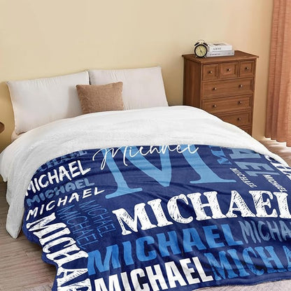 Personalized Blankets for Teen Boys Girls - Printed in USA Custom Blanket with Kid Names Reversible Plush Ultra-Soft Sherpa Fleece Monogrammed Baby Throw Blankets Customized Birthday Gifts for Adults
