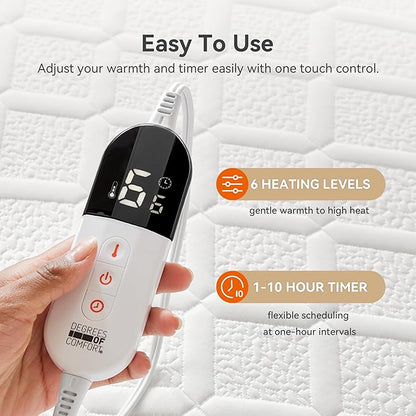 Twin Size Heated Mattress Pad – Electric Mattresses Warmer with Auto Shut-Off, Machine Washable Soft Pads, Adjustable Heat Settings for Dorm Room & Cozy Sleep
