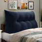 WOWMAX 85% Linen 15% Cotton Blend Headboard Pillow – Full Size Reading Wedge Backrest for Bed, Handmade Firm Support Bolster Cushion with Removable Cover, Premium Bed Rest Pillow, Blue