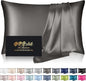 Silk Pillowcase for Hair and Skin, Mulberry Silk Pillow Cases King Size, Anti Acne Cooling Sleep Both Sides Natural Silk Satin Pillow Case Covers with Hidden Zipper, Gifts for Women Men, Dark Gray