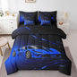 Feelyou Boys Blue Race Car 7 Piece Bedding Set Twin Size Speed Sports Car Comforter Set with Sheets for Kids Teens Adult Fast and Furious Bed in a Bag Blue Ombre Bed Set