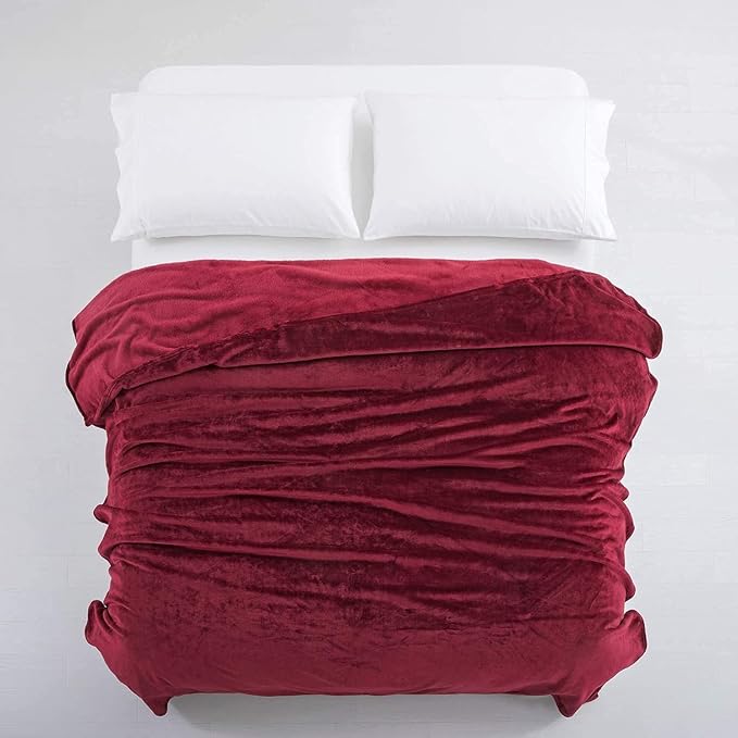 IR Imperial Rooms Fleece Blankets Queen Size 90 x 90 Inches - Super Soft Fluffy Burgundy Throw Blanket for Sofa and Bed - Warm and Cozy Lightweight 400 GSM Microfiber Bed Throws Blankets