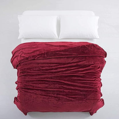 IR Imperial Rooms Fleece Blankets Queen Size 90 x 90 Inches - Super Soft Fluffy Burgundy Throw Blanket for Sofa and Bed - Warm and Cozy Lightweight 400 GSM Microfiber Bed Throws Blankets
