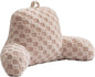 Aimuan Reading Pillow Checkered Bed Rest Wedge Backrest Checkerboard Pillow with Arms Back Support for Sitting Up in Bed Cushion Incline Rest Sleeping Snoring Pillow (Beige,Large)