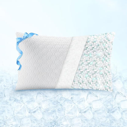 Sophia & William Cooling Bed Pillow for Sleeping (Standard Size) Adjustable Shredded Memory Foam Pillow for Side, Back and Stomach Sleepeers