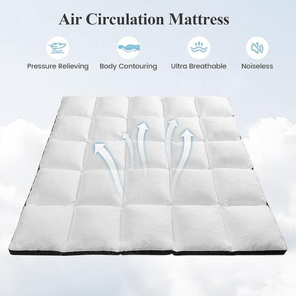 Memory Foam Mattress Topper Full - Pillow Top Mattress Topper Full Size, Soft Plush Bed Pad for Pressure Relief and Back Support, White, Oeko-TEX Certified - 2000GSM