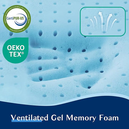 Stomach Sleeping Pillow for Shoulder and Neck Pain Relief, Thin Memory Foam Pillows - Cooling Slim Gel Memory Foam Pillow for Stomach and Back Sleepers ,Low Profile pillows 2.75-inches -King size