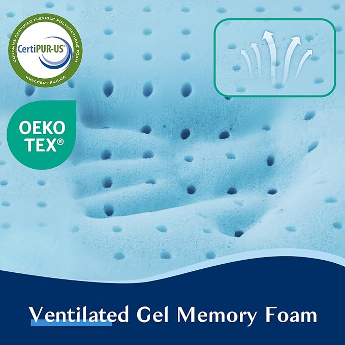 Stomach Sleeping Pillow for Stomach & Back Sleepers,Cooling Gel Thin Memory Foam Pillows for Back Shoulder Neck Pain Relief - Low Profile Ultra Flat Soft Pillow Cases with Zipper 2.25-Inches