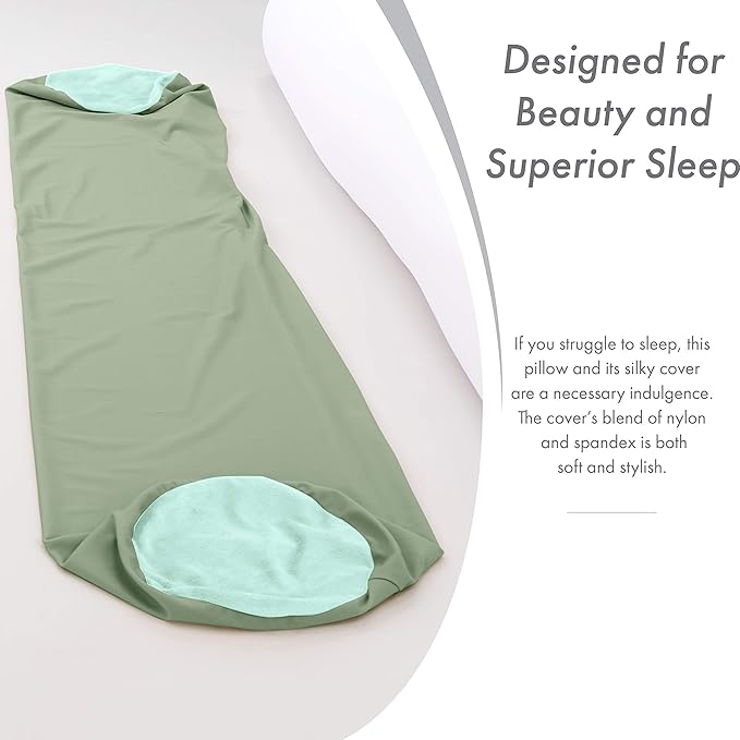 Case Only - Body Pillow Cover Stylish Silky Super Soft - 85% Spandex/ 15% Nylon, Beauty - Anti Wrinkle, Anti Aging Prevention - Breathable Pillowcase Design - Gentle on Hair Size 48 X 8, Cadet Grey
