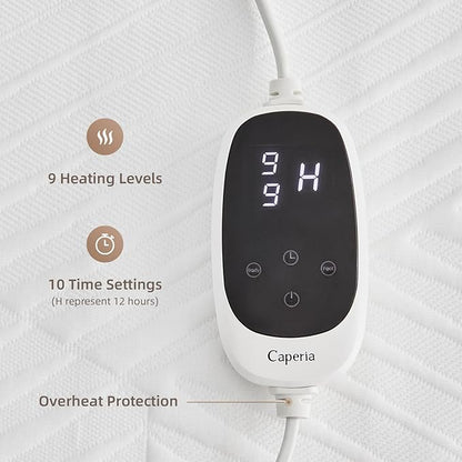 Multizone Waterproof Heated Mattress Pad, Individual Body & Feet Electric Mattress Bed Warmer 9 Heat Settings, 1-12 Hours Auto Off, Deep Pocket, Fast Heating, Machine Washable Twin, 39" x 75"