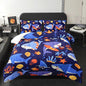 Kawaii Swimming Shark Themed Comforter 3Pcs Full Deep Blue Ocean Sea Animal Coral Bedding Set for Kid Teen Girl Boy Adult Fish Starfish Shell Quilt Bed Decor with 1 Comforter and 2 Pillowcases