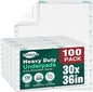 Heavy Duty Underpads 30"X36" ,100 Count, Ultra 10 Times More Absorbent Chucks Pads, Tear-Resistant Disposable Bed Pads with Strength Cloth Backing for Adults, Elderly