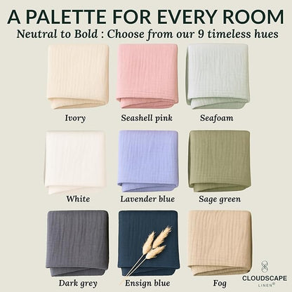 Cloud Scape Linen Extra Large 8 Layer Muslin Throw Blanket - 100% Cotton Gauze, Soft and Breathable, Winter Blanket for Couch, Sofa and Bed, Idea, 50x70, Seafoam