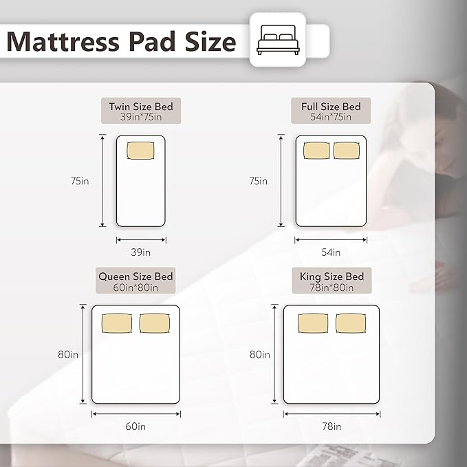 Wapaneus Heated Mattress Pad King Size 10 Heat Settings & Dual Control with 1-12 Hours Timer Auto Off,Deep Pocket Fits up to 18",Microfiber Bed Warmer,ETL Listed Machine Washable,78"x80"