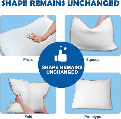 Pillows Standard Size Set of 2 - Shredded Memory Foam Cold Pillow That Stay Cold Adjustable Pillows for Sleeping Double-Sided Pillowcase